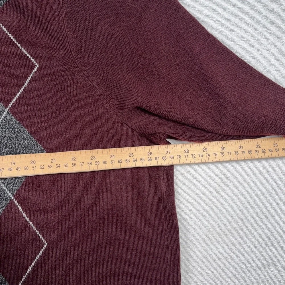 Dockers Sweater Mens 2XLT Burgundy Acrylic Long Sleeve Argyle Crew Neck NEW